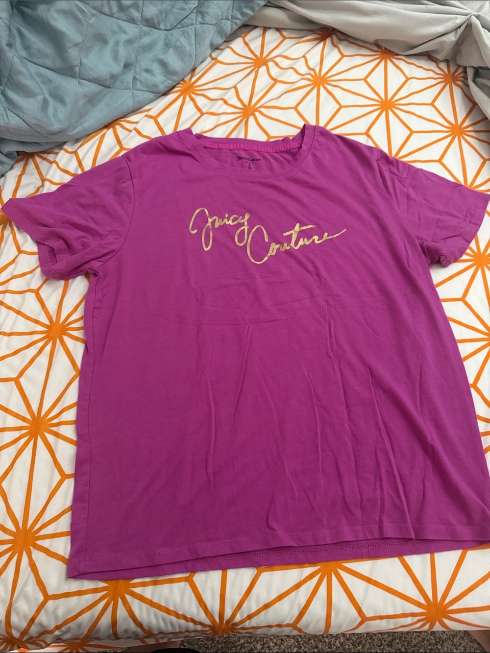 Juicy Couture Pink Short Sleeve Logo Tee with Gold Script